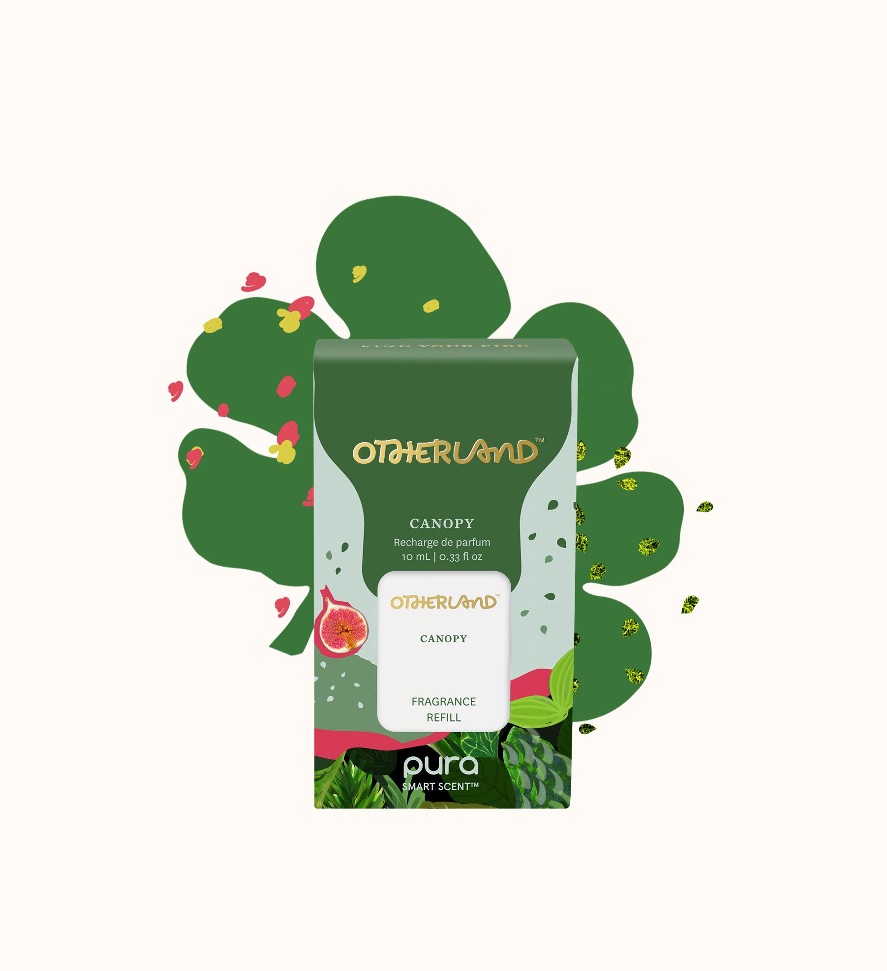 Otherland Canopy fragrance refill packaging with green leaves on a white background