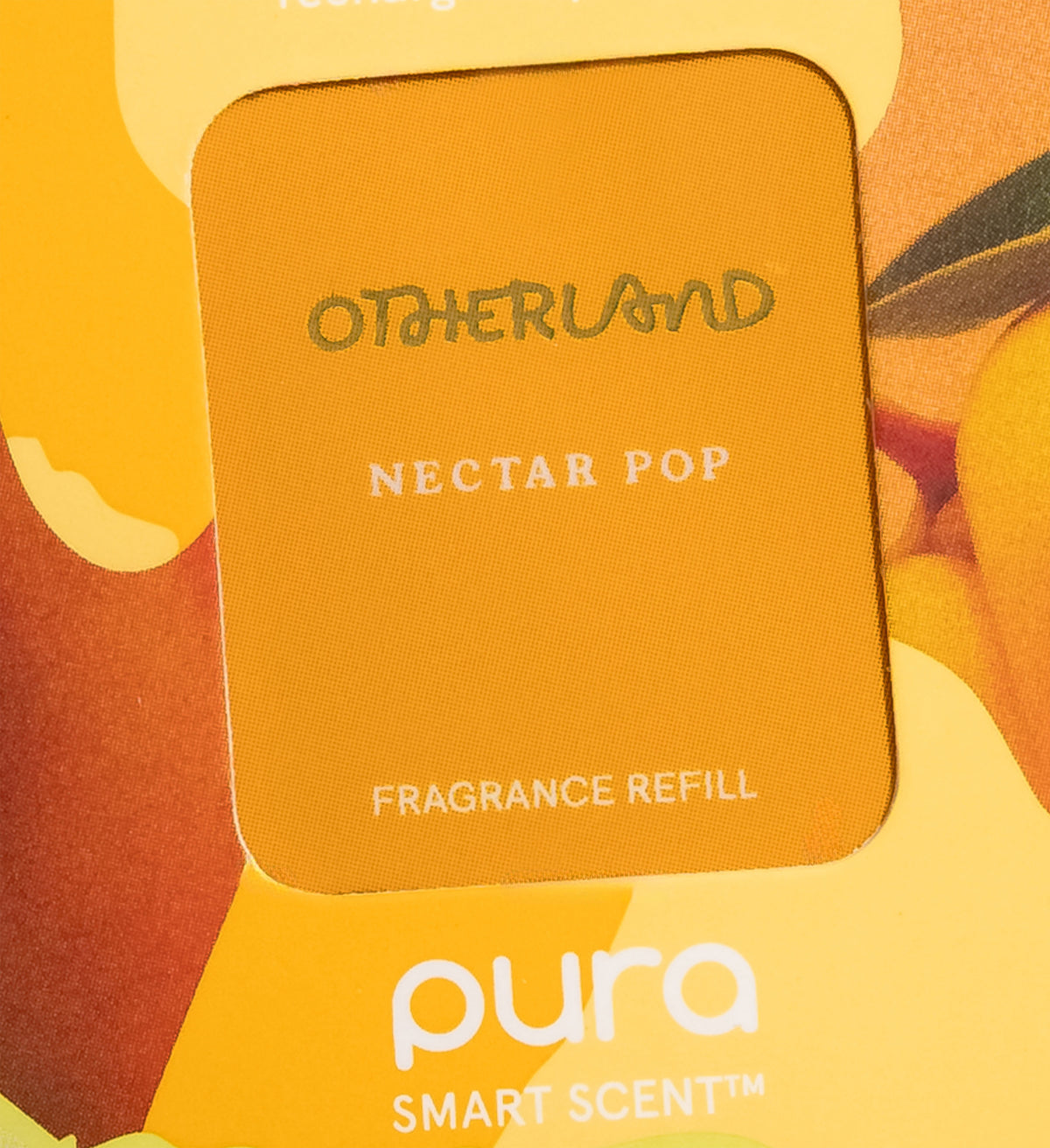 Orange fragrance refill with 'Otherland Nectar Pop' text on a yellow background