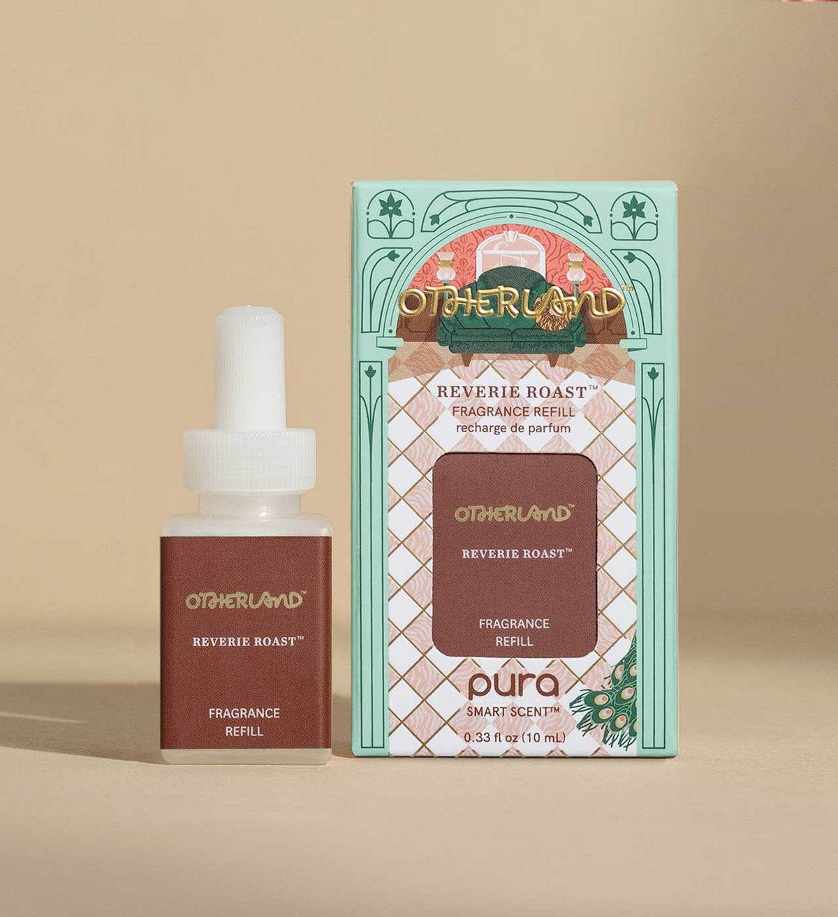 Otherland Reverie Roast fragrance refill bottle and packaging on a beige background